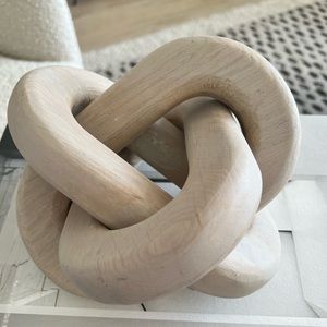 Crate and Barrel White Wood Knot Sculpture 8”